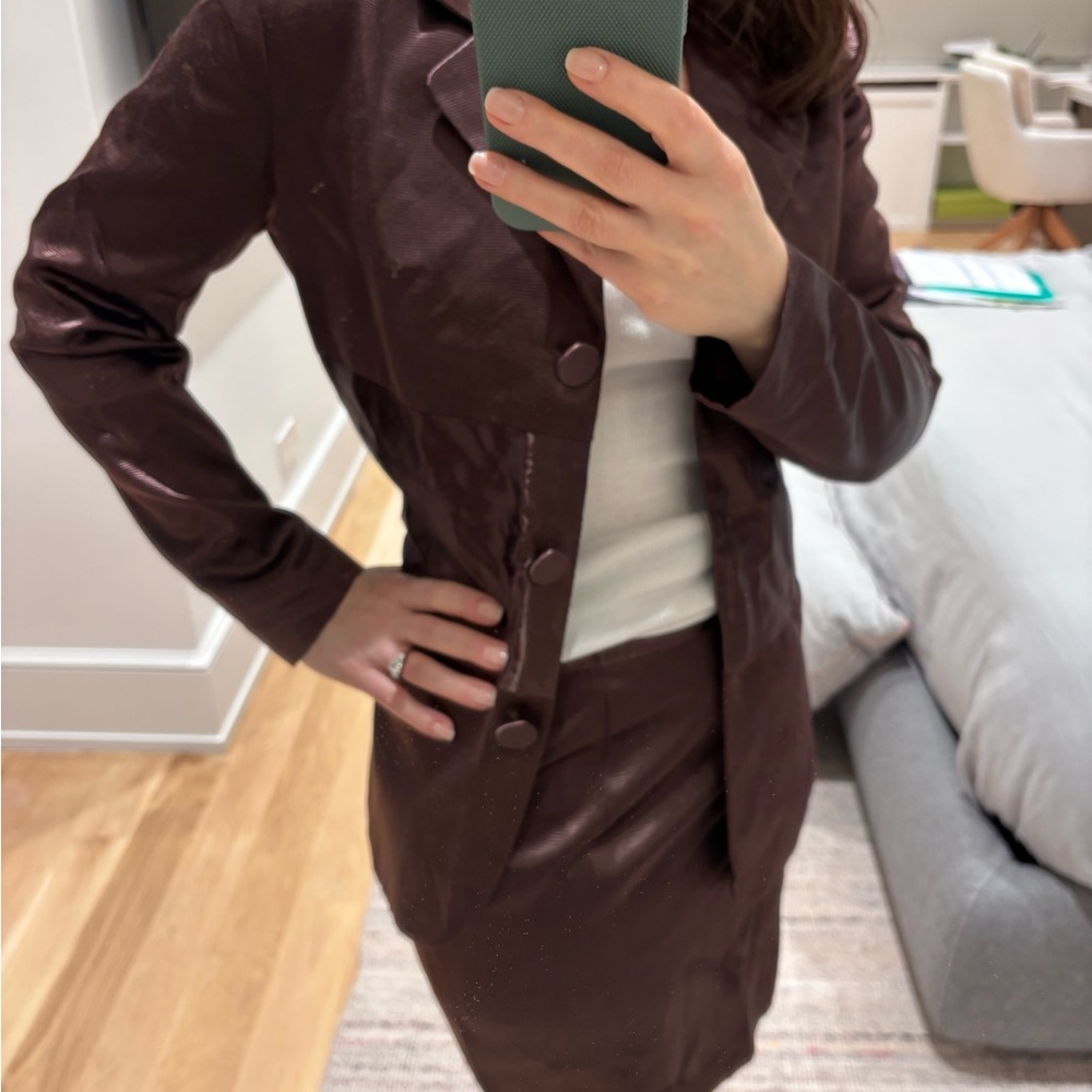 Vivienne Tam Chocolate Brown Skirt Suit
